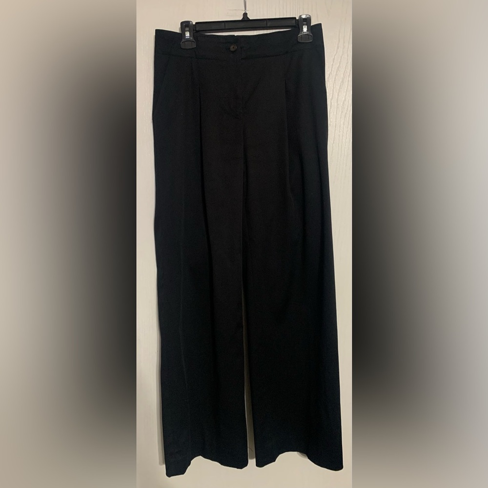Anthropologie The Essential Black Wide-Leg Trouser Pants - Picture 3 of 6
